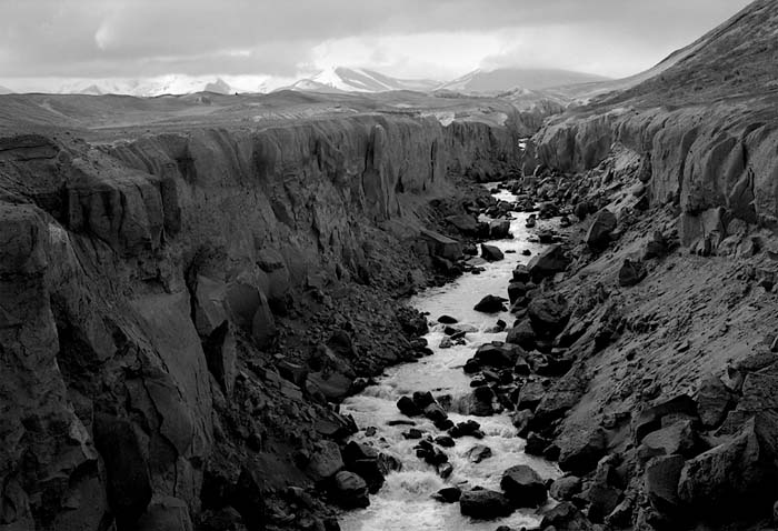 The Lethe River, near the terminus of the Ignimbrite Sheet, 2000.  (© Gary Freeburg)